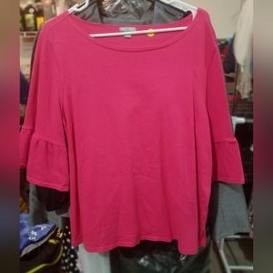 Hot pink, Falls creek, trumpet 3/4 sleeve tshirt. Size XL. Worn once.